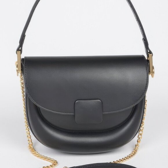 Faux Leather Top Handle Flap Bag - Picture 1 of 4